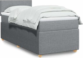 vidaXL Κρεβάτι Boxspring με Στρώμα Ανοιχτό Γκρι 90x190 εκ. Υφασμάτινο