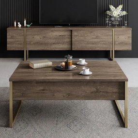 Έπιπλο τηλεόρασης Luxe καρυδί-χρυσό 180x30x50εκ