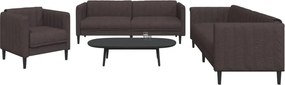 vidaXL Σετ Σαλονιού 3 Τεμαχίων Σκούρο Καφέ Υφασμάτινο