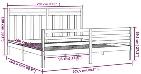 vidaXL Πλαίσιο Κρεβατιού 200 x 200 εκ. από Μασίφ Ξύλο
