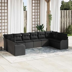 vidaXL Σετ Καναπέ Κήπου 10 pcs Μαύρο συνθετικό ρατάν