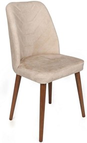 Καρέκλα Dallas (Σετ 2Τμχ) 974NMB1657 50x49x90cm Beige-Walnut Metal,Velvet,Wood