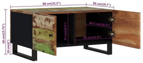 Τραπεζάκι Σαλονιού 80x50x40 εκ. Μασίφ Ανακυκλ. &amp; Επεξ. Ξύλο - Πολύχρωμο