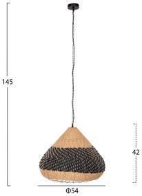 Φωτιστικό Οροφής Κρεμαστό C4354 Φυσικό Rattan - Paper Rope σε Φυσικό -Μαύρο Φ54x42-145Υεκ. 54x54x145 εκ.