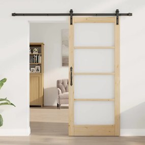 vidaXL Συρόμενη Πόρτα ORKDAL Καφέ 86 x 198.5 cm Μασίφ ξύλο πεύκου