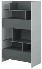 Βιβλιοθήκη Concept Pro Lenart AH152, Με συρτάρια, Ανοιχτό, Πλαστικοποιημένη μοριοσανίδα, Αριθμός συρταριών: 2, 158x92x46cm, 76 kg, Γραφίτης, Γκρι