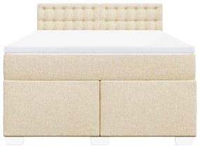 vidaXL Κρεβάτι Boxspring με Στρώμα Κρεμ 140x190 εκ. Υφασμάτινο