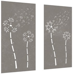 vidaXL Διακοσμητικά Κήπου 2 τεμ. Σχ. Λουλούδια 105x55 εκ Ατσάλι Corten