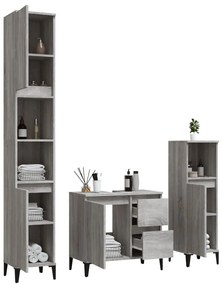 vidaXL Σετ Επίπλων Μπάνιου 3 Τεμαχίων Γκρι Sonoma Επεξεργασμένο Ξύλο