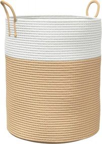 vidaXL Καλάθι Αποθήκευσης Μπεζ και Λευκό Ø38 x 46 εκ. Βαμβακερό