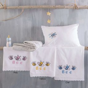 Σεντόνια Βρεφικά Σετ 3τμχ Honey Bee Pink Ρυθμός Cradle 100x160cm 100% Βαμβάκι