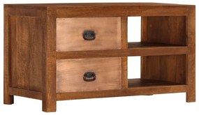 Τραπεζάκι σαλονιού με 2 συρτάρια 90x40x50 cm Μασίφ ξύλο μάνγκο - Καφέ