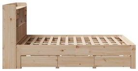 Κρεβάτι Βιβλιοθήκη Χωρίς Στρώμα 160x200 εκ Μασίφ Ξύλο Πεύκου - Καφέ