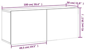 Ντουλάπι Τοίχου Τηλεόρασης Λευκό 100 x 30 x 41 εκ. - Λευκό