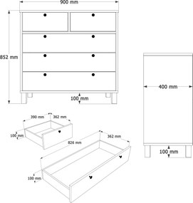 Συρταριέρα Λευκό / Δρυς IBAL 90x40x85.2