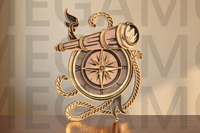 Σετ των 2 Intra απο ξύλο plywood 3mm-4mm πάχος - Πυξίδα και Spyglass Layered Δίασταση 20x20 cm INTRAFABR-123611999