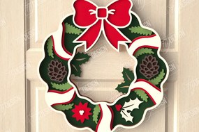 Σετ των 2 Intra απο ξύλο plywood 3mm-4mm πάχος - Χριστουγεννιάτικο στεφάνι|Διακόσμηση βεράντας|Στεφάνι πόρτας Δίασταση 15x15 cm INTRAFABR-111360677