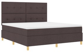 vidaXL Κρεβάτι με Στρώμα & LED Καφέ Σκούρο 180x200 εκ ύφασμα