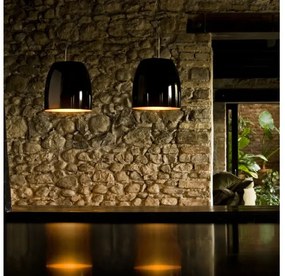 Κρεμαστό Φωτιστικό Οροφής LED 8,5W Dimmable Triac Φυσητό Γυαλί Φ30cm Notte S3 Prandina 1623001410159 Μαύρο-Χρυσό
