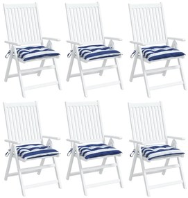 vidaXL Μαξιλάρια Καρέκλας 6 τεμ. Μπλε/Λευκό Ριγέ 50x50x7εκ. Υφασμάτινα