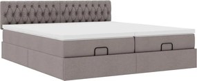 vidaXL Οθωμανικό κρεβάτι με στρώματα Taupe 180x200cm ύφασμα