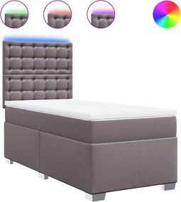 vidaXL Κρεβάτι Boxspring με Στρώμα Γκρι 100x200εκ. από Συνθετικό Δέρμα