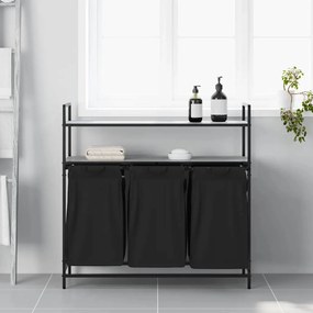 vidaXL Καλάθι Απλύτων με 3 Θέσεις και Ράφια, Γκρι Sonoma