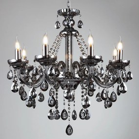 Artekko Chandelier Πολυέλαιος 8φωτος Ανθρακί Κρύσταλλο (70x70x80)cm - 023-3019