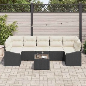 vidaXL Σετ Καναπέ Κήπου με μαξιλάρι 8 pcs Μαύρο, Κρέμα 55 x 55 x 37 εκ