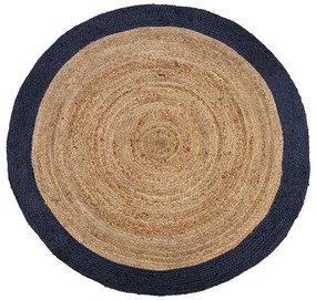 Χαλι Delhi Χειροποιητο Br-2935 Natural-Blue New Plan 150X150cm Round