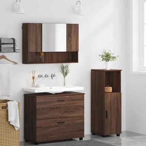 vidaXL Σετ Επίπλων Μπάνιου με ράφι 3 pcs Καφέ δρυς 76,5 x 35 x 64 εκ