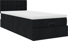vidaXL Οθωμανικό κρεβάτι με στρώμα Μαύρο 90x190cm Ύφασμα
