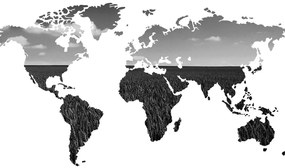 Εικόνα στον παγκόσμιο χάρτη φελλού σε ασπρόμαυρο σχέδιο - 120x80  peg
