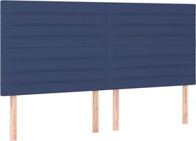 vidaXL Κρεβάτι Boxspring με Στρώμα Μπλε 160x200 εκ. Υφασμάτινο