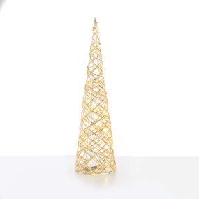 "WHITE &amp; GOLD CONE TREE" 30 MINI WW LED ΛΑΜΠ. ΜΠΑΤ. 3ΧΑΑ,IP20 Φ17X60CM ACA X11301117