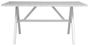 Τραπέζι Alarick λευκό μαρμάρου-πόδι λευκό 160x90x76εκ 160x90x76 εκ.