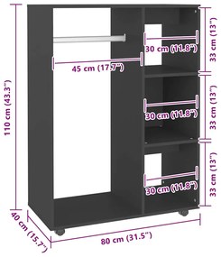 vidaXL Ντουλάπα Μαύρη 80 x 40 x 110 εκ. από Επεξ. Ξύλο