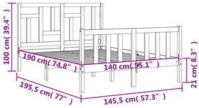 ΠΛΑΙΣΙΟ ΚΡΕΒΑΤΙΟΥ ΜΕ ΚΕΦΑΛΑΡΙ ΛΕΥΚΟ 140X190 ΕΚ. ΜΑΣΙΦ ΞΥΛΟ 3193122