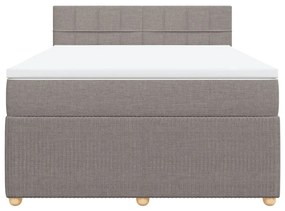 Κρεβάτι Boxspring με Στρώμα Taupe 160x200 εκ. Υφασμάτινο - Μπεζ-Γκρι