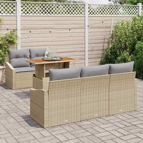 vidaXL Σετ Καναπέ Κήπου με αποθήκευση 6 pcs Μπεζ Πολυ ράταν