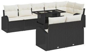 vidaXL Σετ καναπέ κήπου 9 κομματιών με μαξιλάρια Μαύρο Πολυ ρατάν