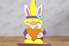Intra απο ξύλο plywood 3mm-4mm πάχος - Gnome Bunny Πάσχα | Πασχαλινό λαγουδάκι | CNC Δίασταση 15x15 cm INTRAFABR-118346852