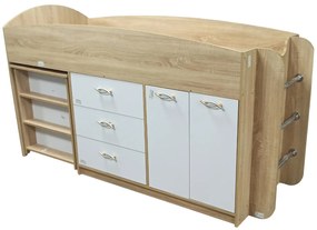 Παιδικό Κρεβάτι Κουκέτα POLYUS για Στρώμα 190x80cm Sonoma-Λευκό