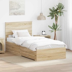 vidaXL Σκελετός Κρεβατιού Sonoma Δρυς 90 x 190 cm Επεξεργασμένο Ξύλο