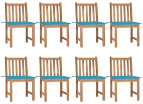 3073146 vidaXL Καρέκλες Κήπου 8 τεμάχια από Μασίφ Ξύλο Teak με Μαξιλάρια Μπλε, 1 Τεμάχιο