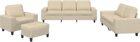 vidaXL Σετ Σαλονιού 4 Τεμαχίων Κρεμ Υφασμάτινο