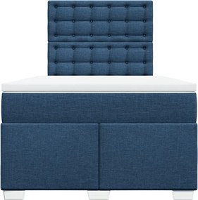 vidaXL Κρεβάτι Boxspring με Στρώμα Μπλε 120x190 εκ. Υφασμάτινο