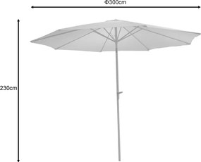 Ομπρέλα επαγγελματική Frow pakoworld λευκό αλουμίνιο-μπεζ ύφασμα Φ3m