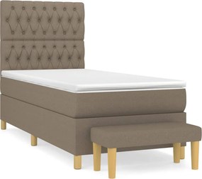 vidaXL Κρεβάτι Boxspring με Στρώμα Taupe 90x200 εκ. Υφασμάτινο