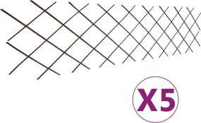 vidaXL Καφασωτό Φράχτης 5 τεμ. 180 x 60 εκ. από Ιτιά